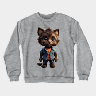 The cutest tortoiseshell kitten in jeans outfit Crewneck Sweatshirt